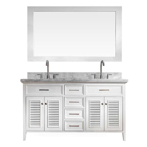 Ariel Kensington 61" Double Sink Vanity Set in White D061D-WHT