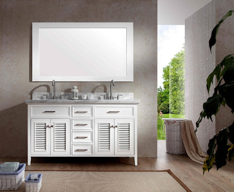 Image of Ariel Kensington 61" Double Sink Vanity Set in White D061D-WHT