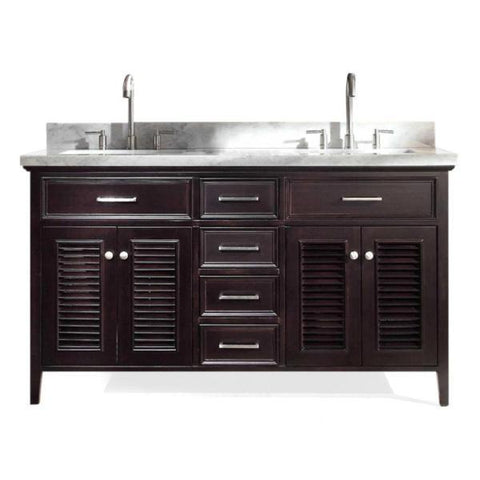Image of Ariel Kensington 61" Espresso Traditional Double Sink Bathroom Vanity D061D-ESP