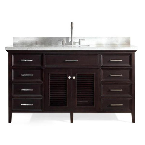 Image of Ariel Kensington 61" Espresso Traditional Single Sink Bathroom VanityD061S-ESP