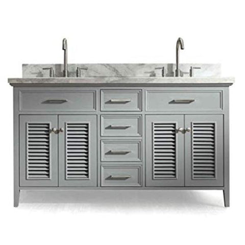 Image of Ariel Kensington 61" Grey Traditional Double Sink Bathroom Vanity D061D-GRY