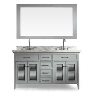 Ariel Kensington 61" Grey Traditional Double Sink Bathroom Vanity D061D-GRY