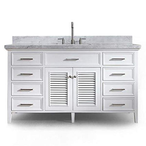 Image of Ariel Kensington 61" White Traditional Double Sink Bathroom Vanity D061D-WHT