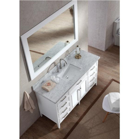 Image of Ariel Kensington 61" White Traditional Single Sink Bathroom Vanity D061S-WHT