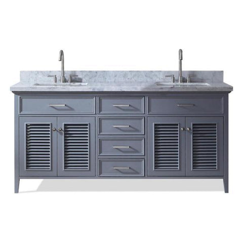 Image of Ariel Kensington 73" Grey Traditional Double Sink Bathroom Vanity D073D-2-GRY