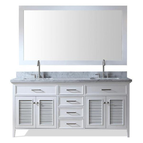Image of Ariel Kensington 73" White Traditional Double Sink Bathroom Vanity D073D-2-WHT