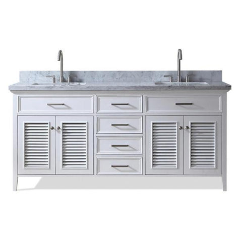 Image of Ariel Kensington 73" White Traditional Double Sink Bathroom Vanity D073D-2-WHT
