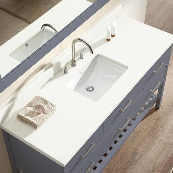 Ariel Shakespeare 61" Grey Transitional Single Sink Bathroom Vanity G061S-WQ-GRY Q043S-R-BC-MNB