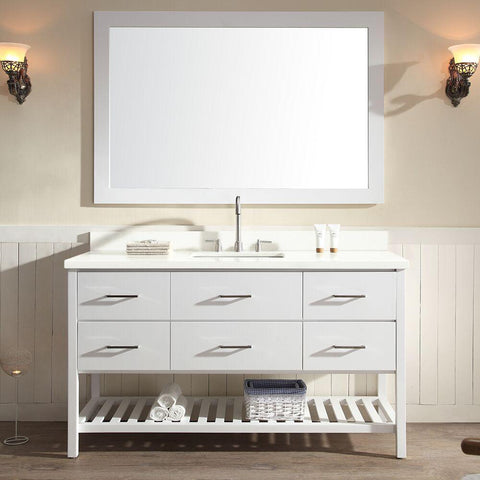Image of Ariel Shakespeare 61" Single Sink Vanity Set in White G061S-WHT