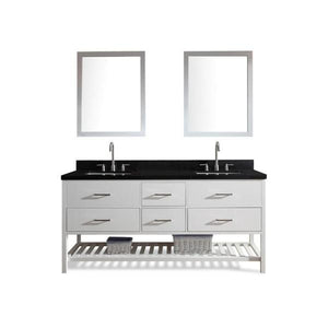 Ariel Shakespeare 73" White Transitional Double Sink Bathroom Vanity G073D-AB-WHT G061S-WQ-GRY