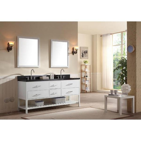 Image of Ariel Shakespeare 73" White Transitional Double Sink Bathroom Vanity G073D-AB-WHT G073D-AB-WHT