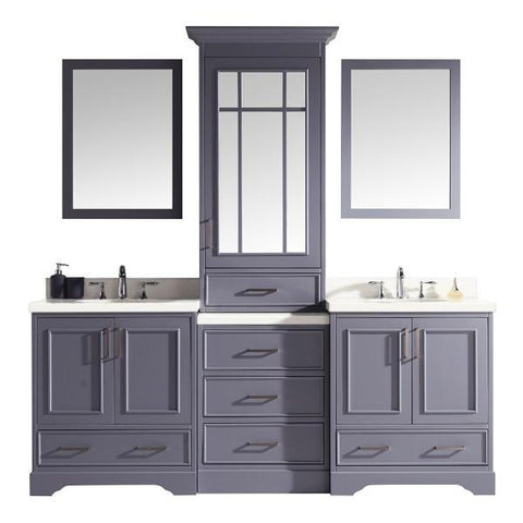 Image of Ariel Stafford 85" Grey Transitional Double Sink Bathroom Vanity M085D-GRY G073D-AB-WHT