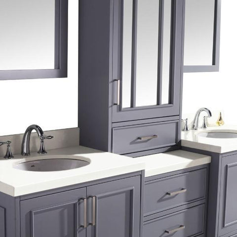 Ariel Stafford 85" Grey Transitional Double Sink Bathroom Vanity M085D-GRY G073D-AB-WHT