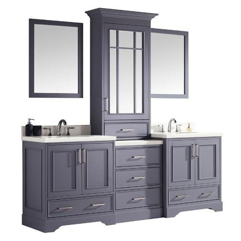 Image of Ariel Stafford 85" Grey Transitional Double Sink Bathroom Vanity M085D-GRY G073D-AB-WHT