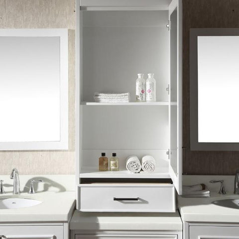 Image of Ariel Stafford 85" White Contemporary Double Sink Bathroom Vanity M085D-WHT M085D-GRY