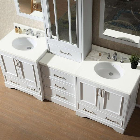 Image of Ariel Stafford 85" White Contemporary Double Sink Bathroom Vanity M085D-WHT M085D-GRY