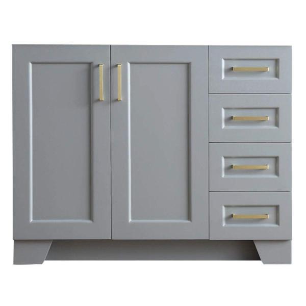 Ariel Taylor 42" Grey Transitional Single Sink Base Cabinet Q043S-L-BC-GRY