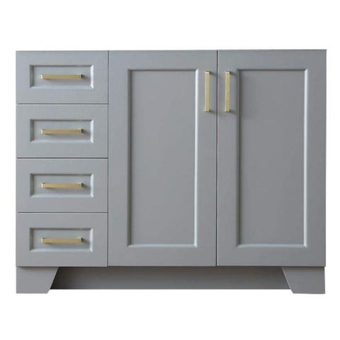 Image of Ariel Taylor 42" Grey Transitional Single Sink Base Cabinet Q043S-L-BC-GRY