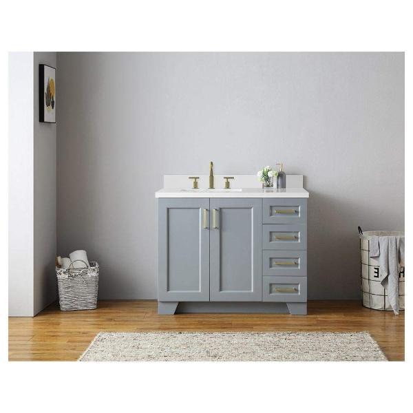 Ariel Taylor 43" Grey Modern Oval Sink Bathroom Vanity Q43SLB-WQO-GRY