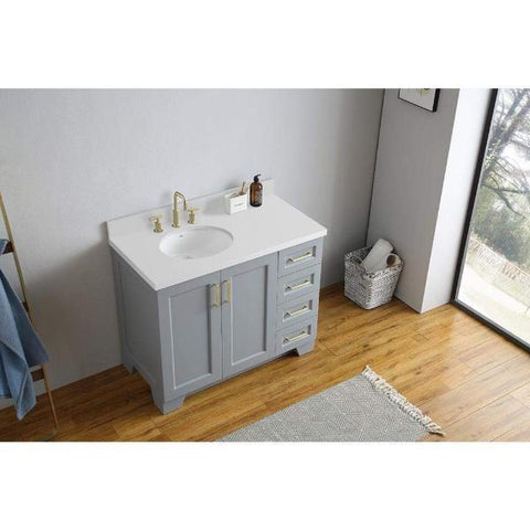Image of Ariel Taylor 43" Grey Modern Oval Sink Bathroom Vanity Q43SLB-WQO-GRY