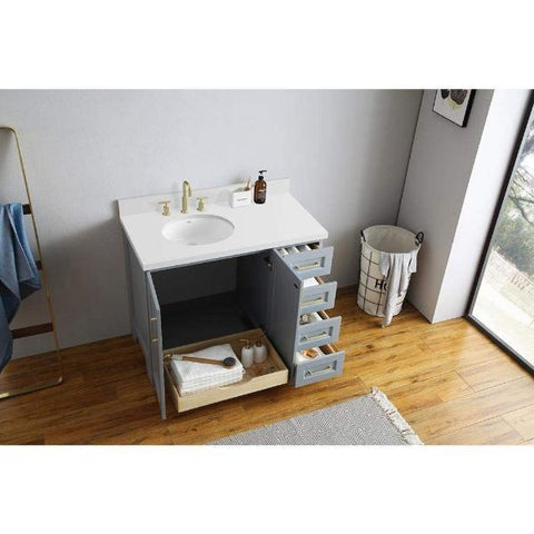 Image of Ariel Taylor 43" Grey Modern Oval Sink Bathroom Vanity Q43SLB-WQO-GRY