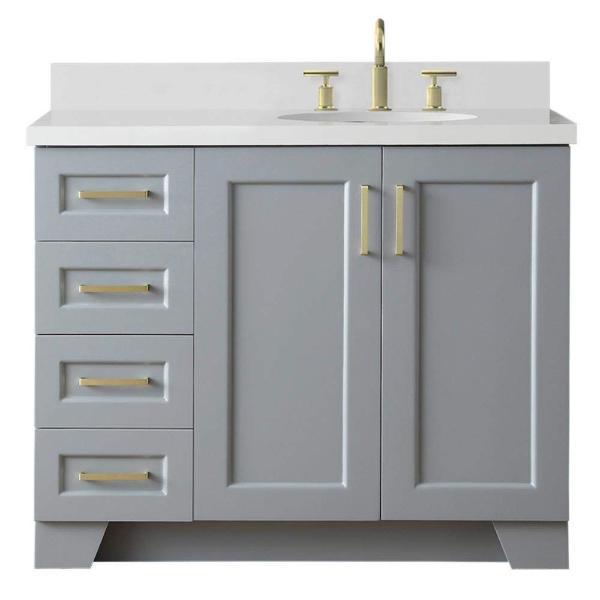 Ariel Taylor 43" Grey Modern Oval Sink Bathroom Vanity Q43SLB-WQO-GRY