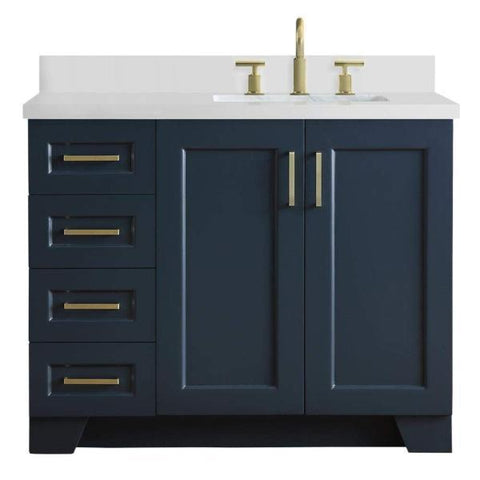 Image of Ariel Taylor 43" Midnight Blue Modern Rectangle Sink Bathroom Vanity Q43SLB-WQR-MNB