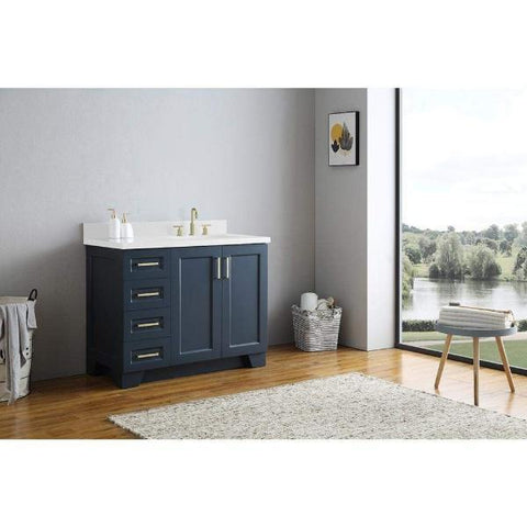 Image of Ariel Taylor 43" Midnight Blue Modern Rectangle Sink Bathroom Vanity Q43SLB-WQR-MNB