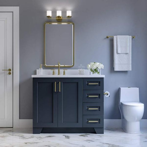 Image of Ariel Taylor 43" Midnight Blue Modern Single Sink Bathroom Vanity Q43SLB-WQO-MNB