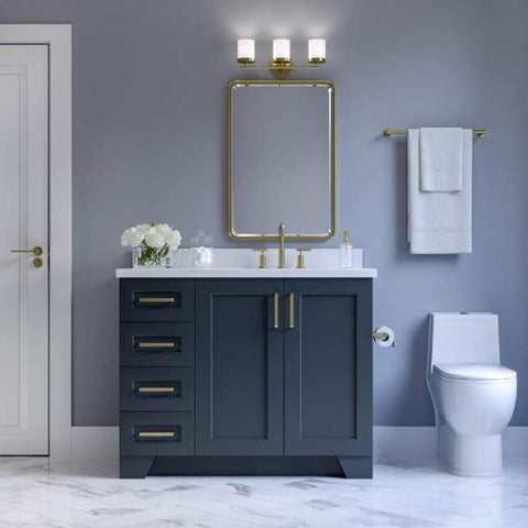 Image of Ariel Taylor 43" Midnight Blue Modern Single Sink Bathroom Vanity Q43SLB-WQO-MNB