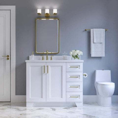 Image of Ariel Taylor 43" White Modern Oval Sink Bathroom Vanity Q43SLB-WQO-WHT