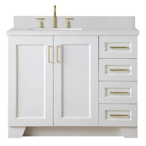 Ariel Taylor 43" White Modern Rectangle Sink Bathroom Vanity Q43SLB-WQR-WHT