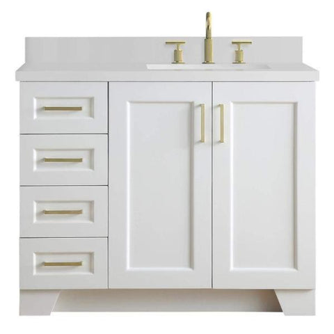 Image of Ariel Taylor 43" White Modern Rectangle Sink Bathroom Vanity Q43SLB-WQR-WHT