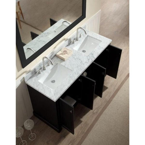 Image of Ariel Westwood 61" Black Contemporary Double Sink Bathroom Vanity C061D-BLK C061D-BC-WHT