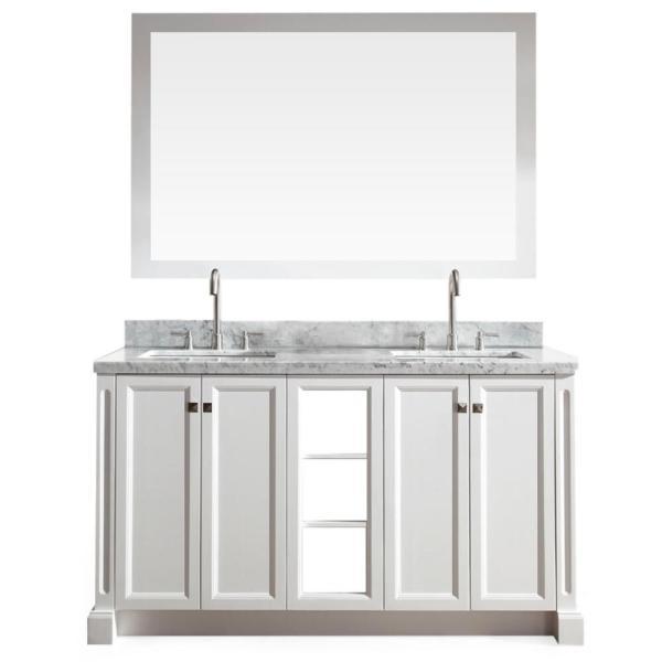 Ariel Westwood 61" White Contemporary Double Sink Bathroom Vanity C061D-WHT C061D-BLK