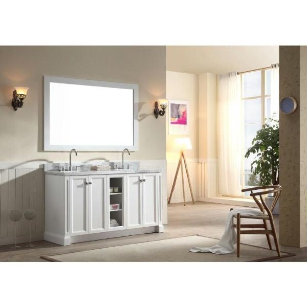 Ariel Westwood 61" White Contemporary Double Sink Bathroom Vanity C061D-WHT C061D-BLK