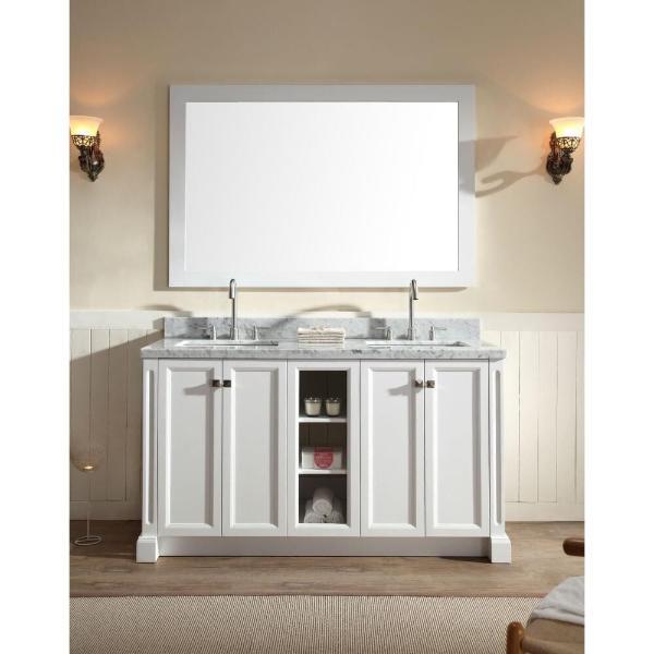 Ariel Westwood 61" White Contemporary Double Sink Bathroom Vanity C061D-WHT C061D-WHT