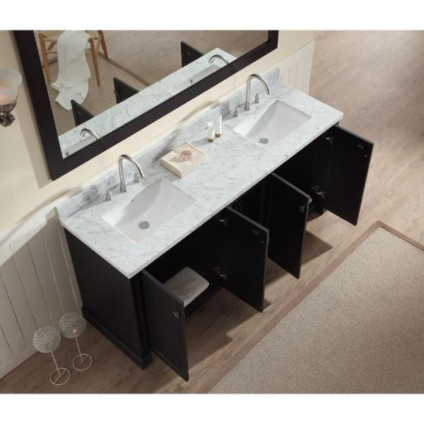 Ariel Westwood 73" Black Contemporary Double Sink Bathroom Vanity C073D-BC-BLK C061D-WHT