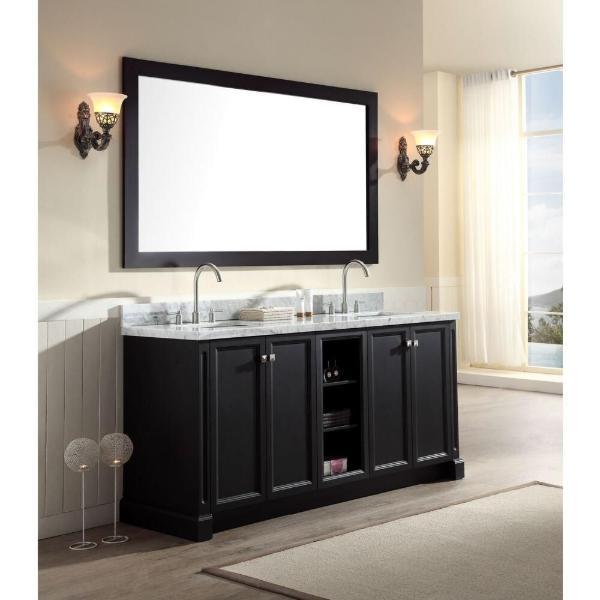 Ariel Westwood 73" Black Contemporary Double Sink Bathroom Vanity C073D-BC-BLK C061D-WHT