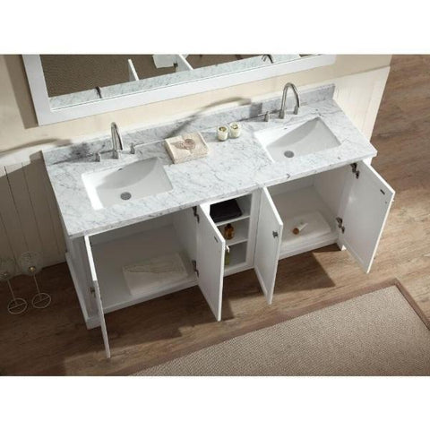 Image of Ariel Westwood 73" White Contemporary Double Sink Bathroom Vanity C073D-WHT C073D-BLK