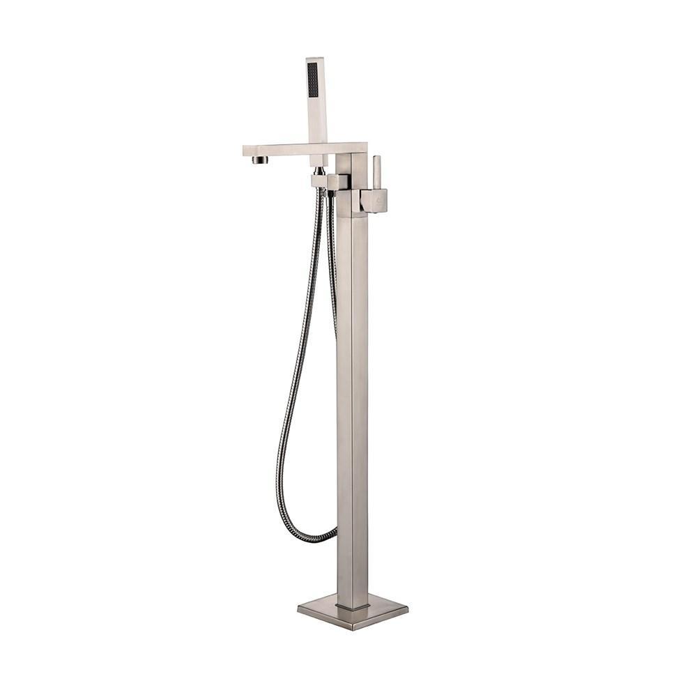 Bathroom Free Standing Bathtub Filler/Faucet w/ Handheld Showerwand Nickel