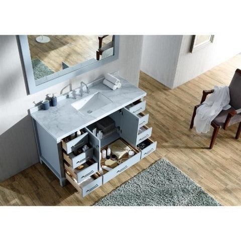 Image of Cambridge 55" Grey Modern Rectangle Sink Bathroom Vanity A055S-CWR-GRY