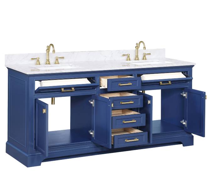 Design Element Milano 72" Blue Double Rectangular Sink Vanity ML-72-BLU