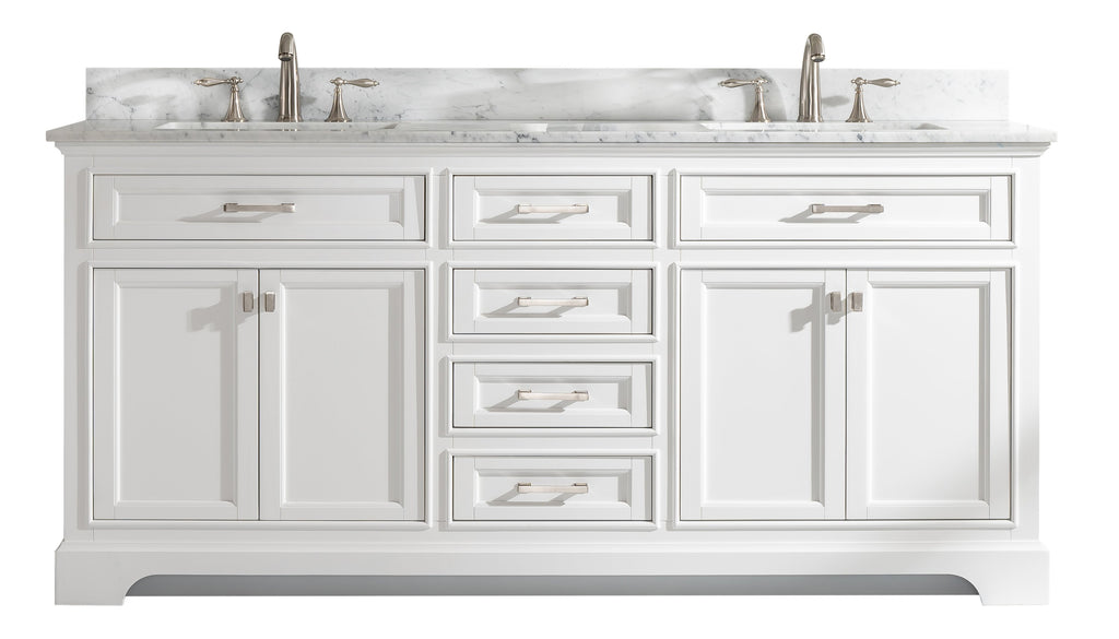 Design Element Milano 72" White Double Rectangular Sink Vanity ML-72-WT ML-72-WT