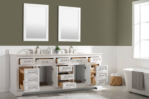 Image of Design Element Milano 84" White Double Rectangular Sink Vanity ML-84-WT
