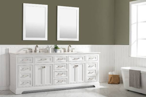 Image of Design Element Milano 84" White Double Rectangular Sink Vanity ML-84-WT
