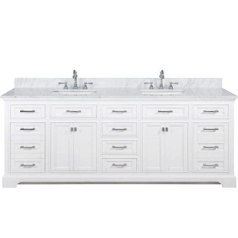 Image of Design Element Milano 84" White Double Rectangular Sink Vanity ML-84-WT ML-84-WT
