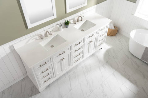 Image of Design Element Milano 84" White Double Rectangular Sink Vanity ML-84-WT ML-84-WT