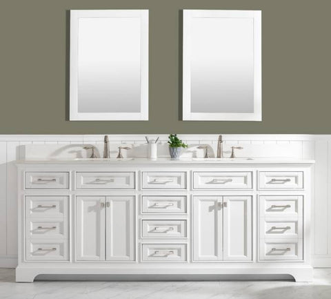 Image of Design Element Milano 84" White Double Rectangular Sink Vanity ML-84-WT ML-84-WT