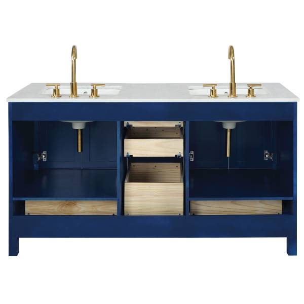 Design Element Valentino 60" Blue Double Rectangular Sink Vanity V01-60-BLU